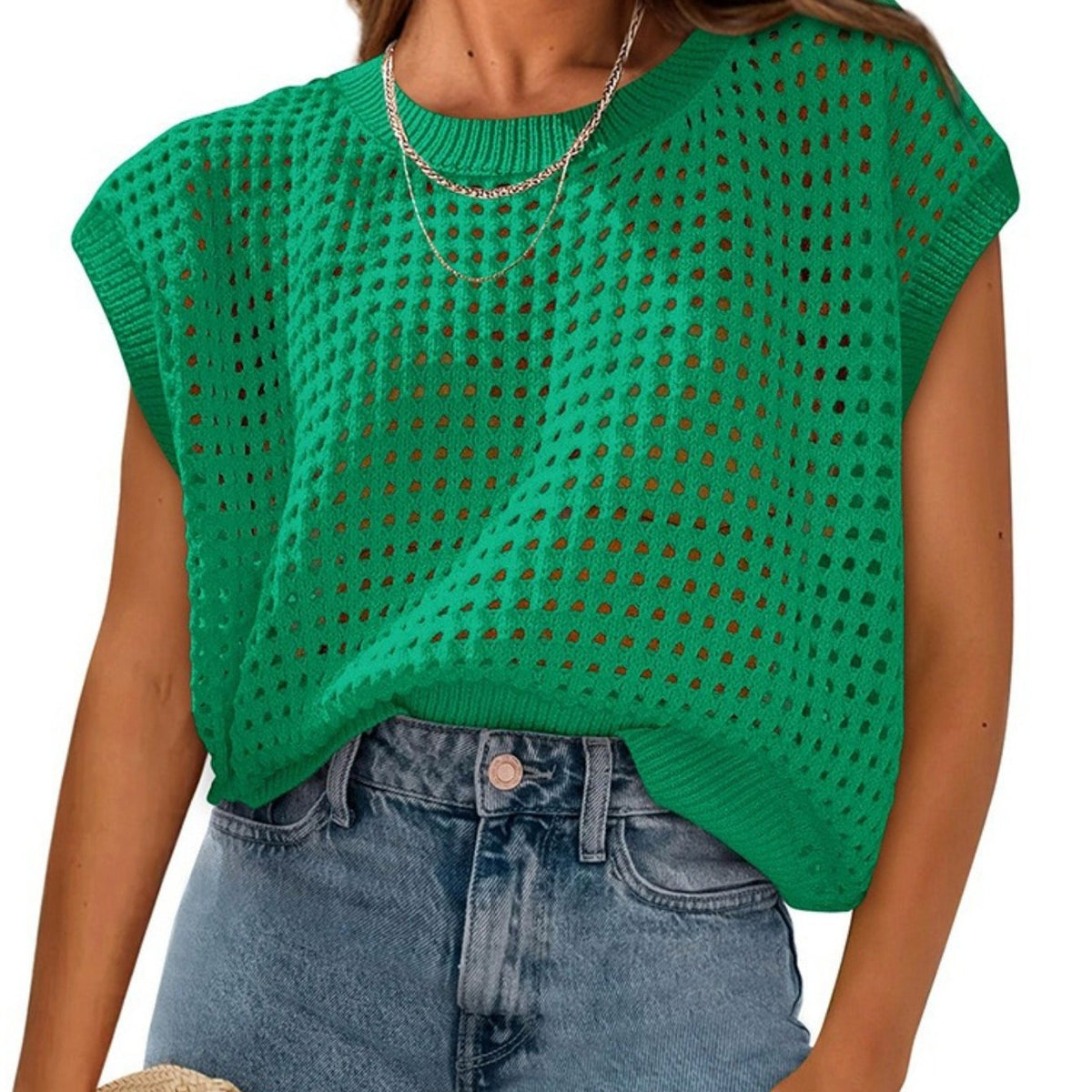 2026 Summer New Women's Crewneck Hollow Out Sweater Shrug