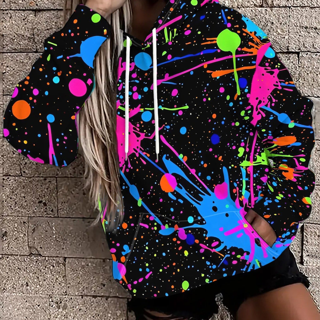 Women's Neon Paint Splatter Hoodie