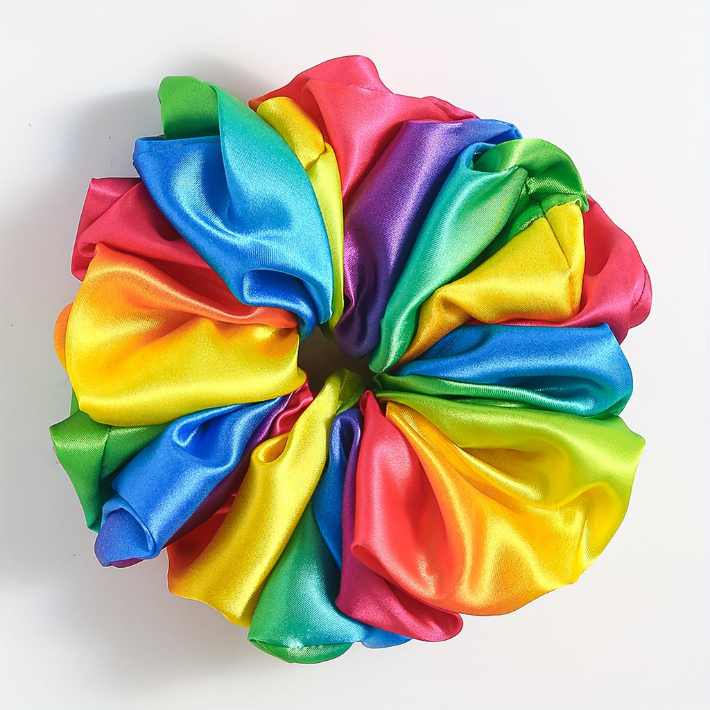 1pc Rainbow Color Large Intestine Hair Loop Elastic Hair Rope Trendy Hair Styling Accessories For Women And daily wear Wear