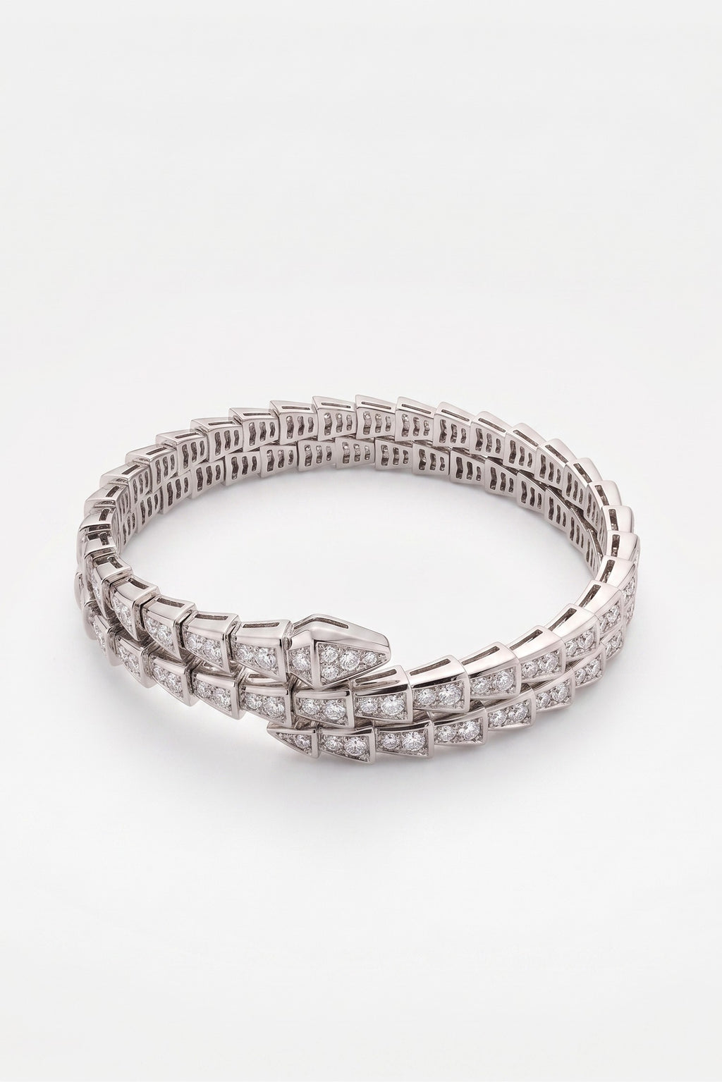 Stainless Steel 18k Plated Full Pave Cz Snake Wrap Bangle