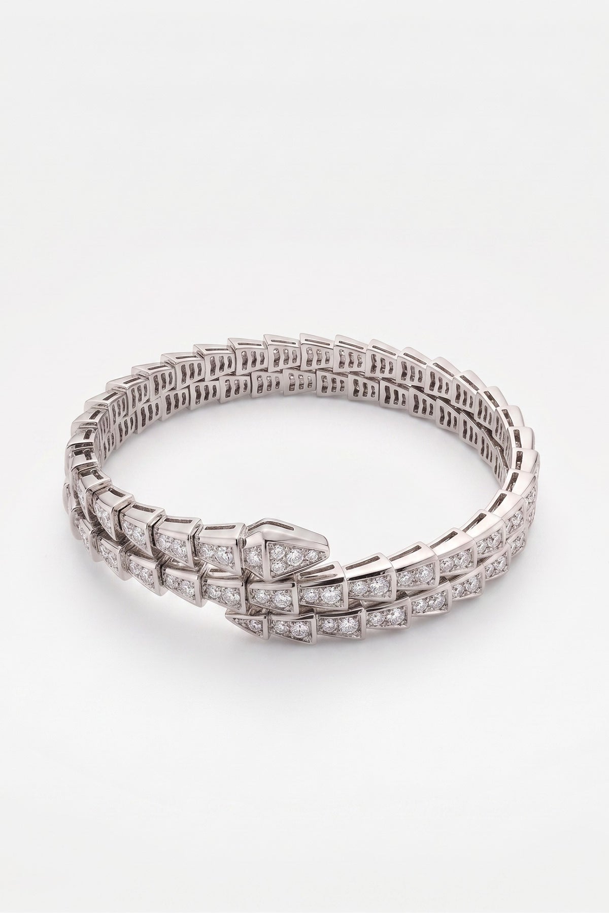 Stainless Steel 18k Plated Full Pave Cz Snake Wrap Bangle