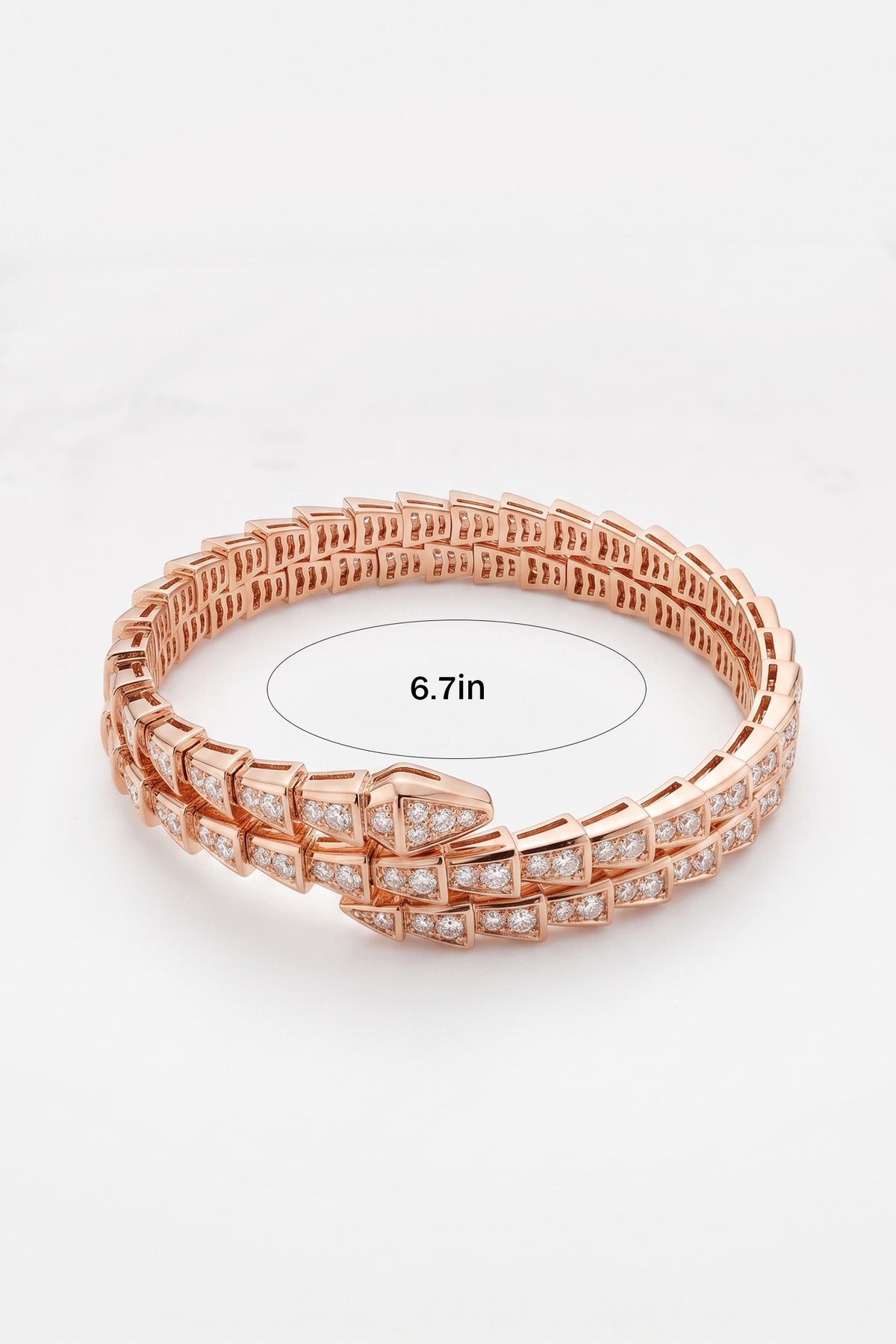 Stainless Steel 18k Plated Full Pave Cz Snake Wrap Bangle