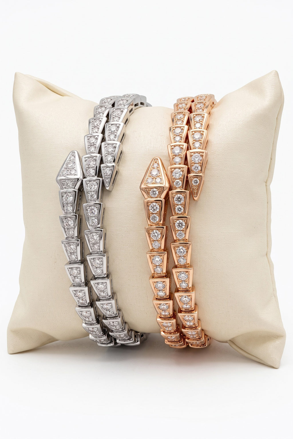 Stainless Steel 18k Plated Full Pave Cz Snake Wrap Bangle