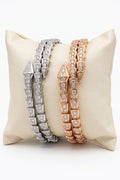 Stainless Steel 18k Plated Full Pave Cz Snake Wrap Bangle