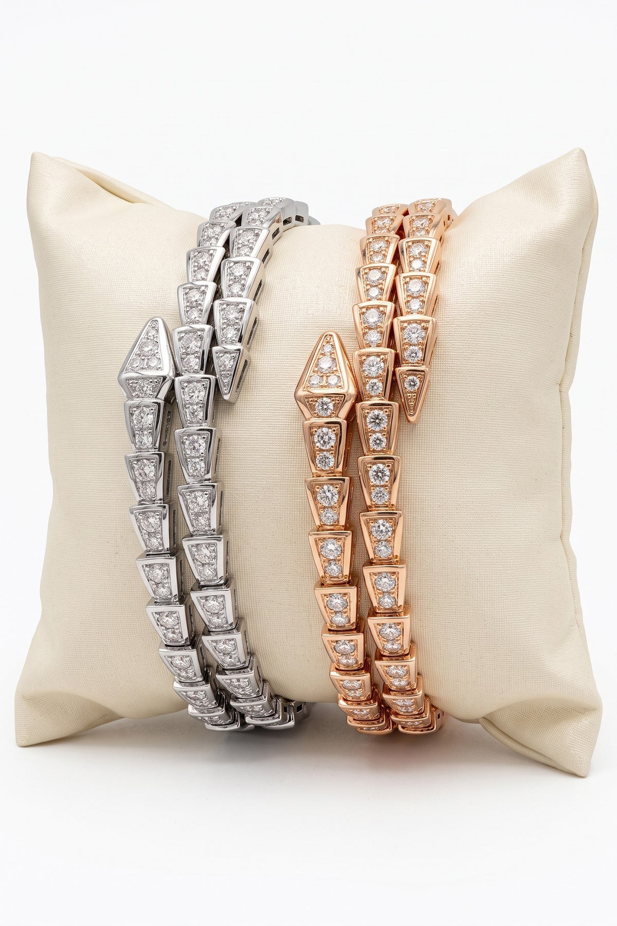 Stainless Steel 18k Plated Full Pave Cz Snake Wrap Bangle