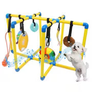 Puppy Play Gym With 8 Hanging Toys For Small Dogs, Indoor Jungle Activity Center With PVC Frame & Bungee Straps — view 2
