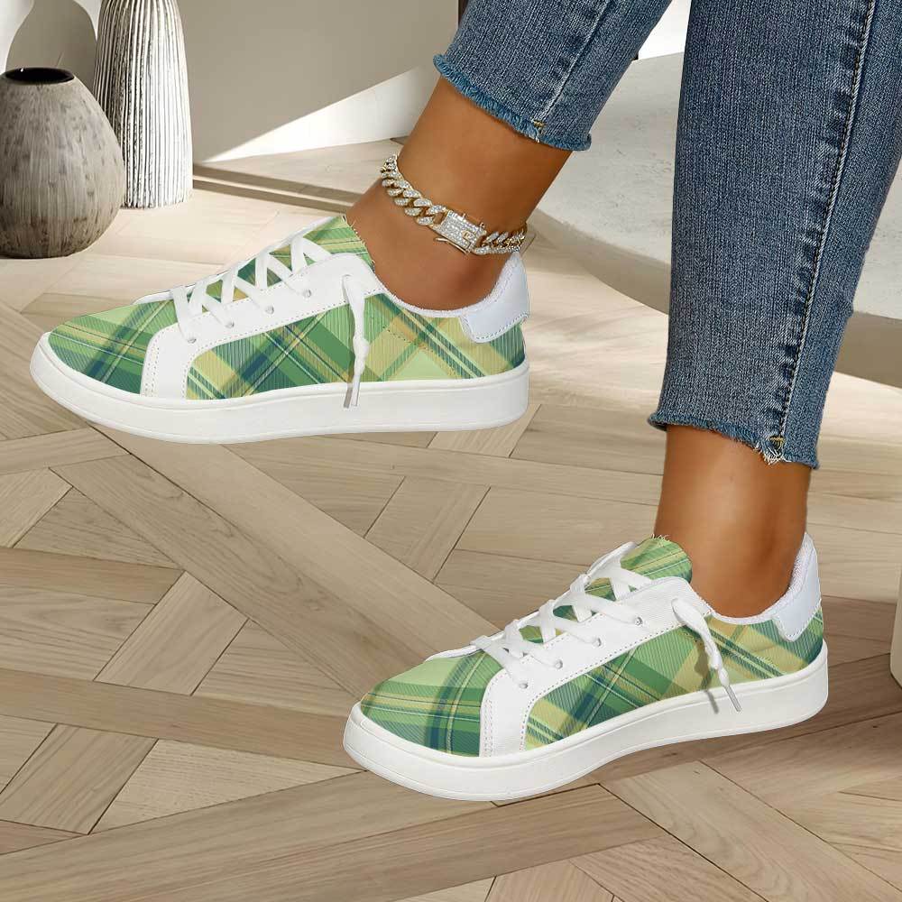 Women's Plus Size Lace-Up Platform Sneakers - Wide Width Low-Top Breathable Shoes with TPR Sole, Cushioned Traction Suitable for Sports, Gym, Casual Attire