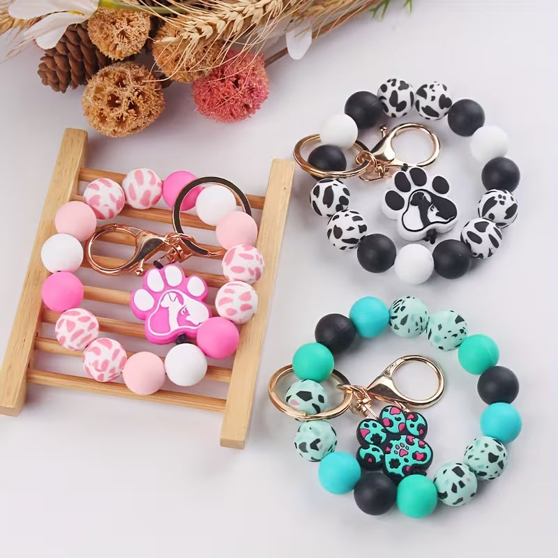 New Silicone Beaded Keychain Accessory, Creative DIY Cartoon Dog Paw Charm Bracelet, Key Ring, Women's Bag — view 13