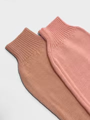 Women's Autumn/Winter Pink Apricot and Blue Color-Block V-Neck Dress, Midi-Length with Long Sleeves and Loose — view 6