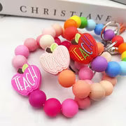 Teacher Appreciation Gift Silicone Abacus Bead Keychain Phone Charm - TEACH Apple Pendant Bag Accessory Car — view 2