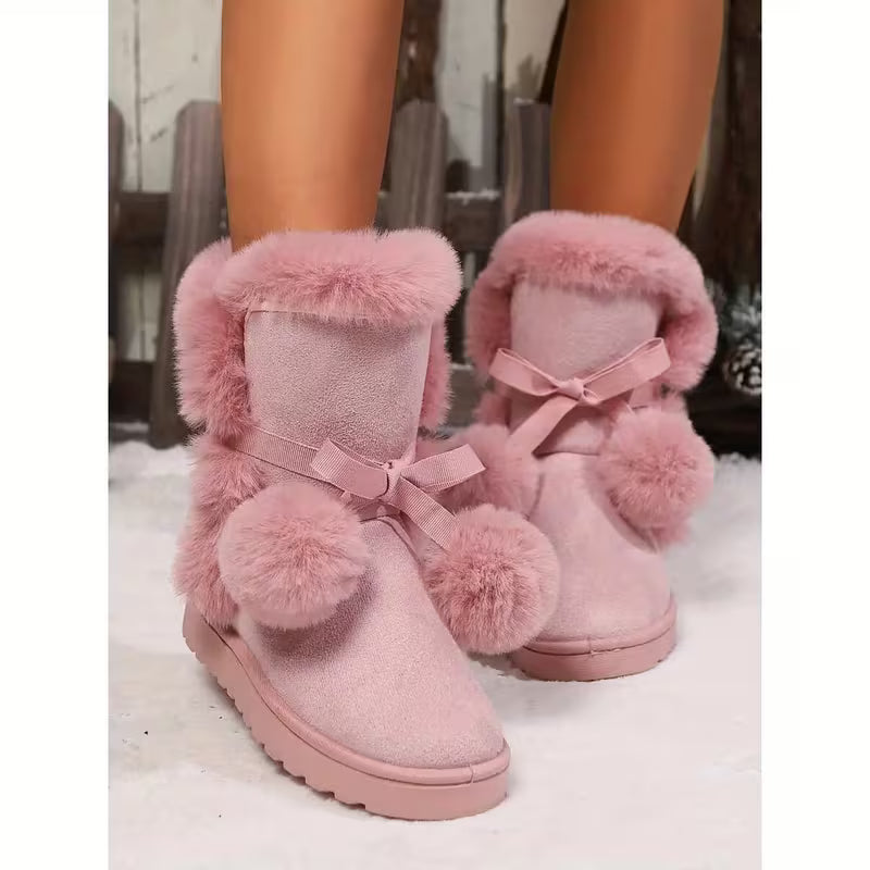 Women's Winter Plush Warm Boots- Non-slip Rubber Soles, Soft Fabric Linings- Warm Ankle Boots Suitable for Cold — view 7