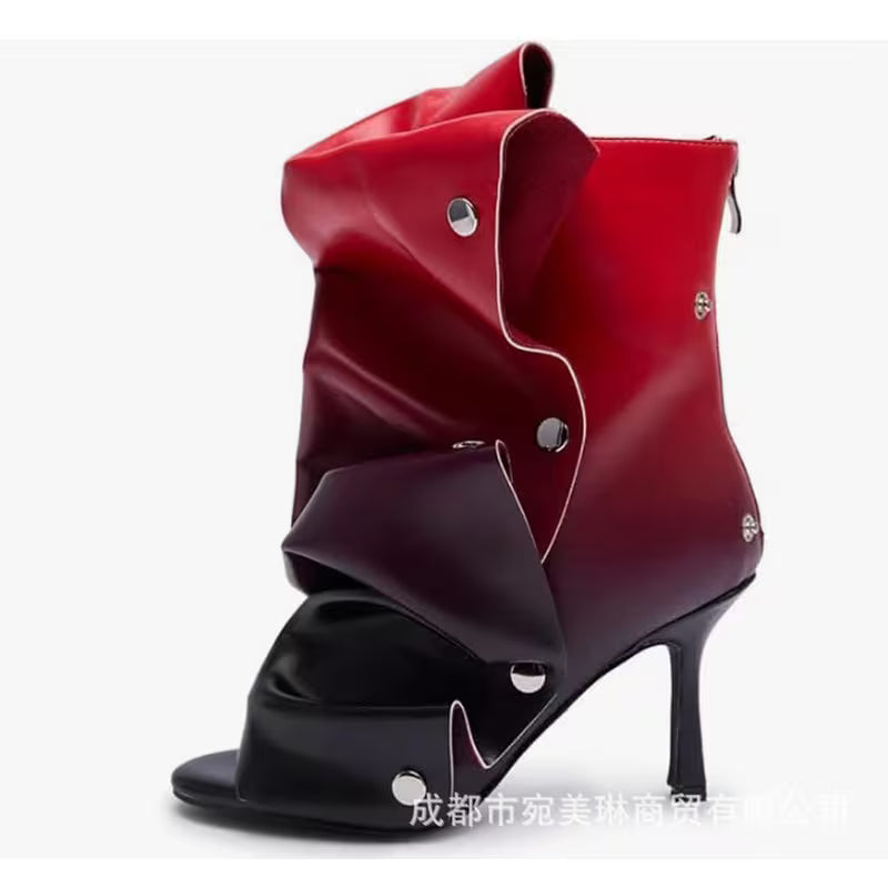 Women'S Faux Knee-High Stiletto Party Boots With, Detachable Fold-Over Cuff, Stud Details, And Back Zipper — view 33