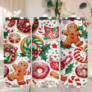 Gingerbread Man And Candy Cane, Christmas-Themed, 16.91oz Cup with Lid - Made of 304 Stainless Steel, Reusable — view 7