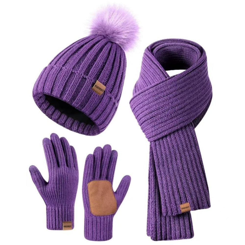 Winter Beanie Hat Scarf Gloves Set for Women