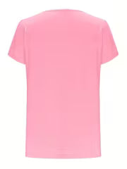 Women's Fashion Pleated Front Round Neck Petal Sleeve Casual Top, Elegant Short-Sleeved T-Shirt for Layering or — view 2
