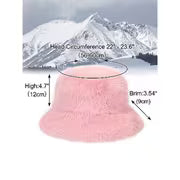 LA CARRIE Women's Fuzzy Wide Brim Faux Bucket Hat Winter Warmer Fisherman Cap — view 2