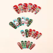 Christmas Nail Stickers, Long Ballet Shape Santa Claus Pattern False Nail Patches, Removable 24pcs Nail Art for — view 2