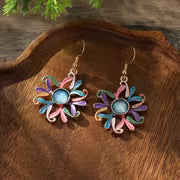 [Ideal Gift] 1 Set/2pcs Women's Colorful Enamel Flower Jewelry Set, Sun Flower Pendant Necklace And Earrings — view 5
