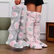 Women's Elegant Over-the-Knee Slippers with Plush Sole & Heart Design - Soft Sole Suitable for Floor Socks,-Fit — view 7