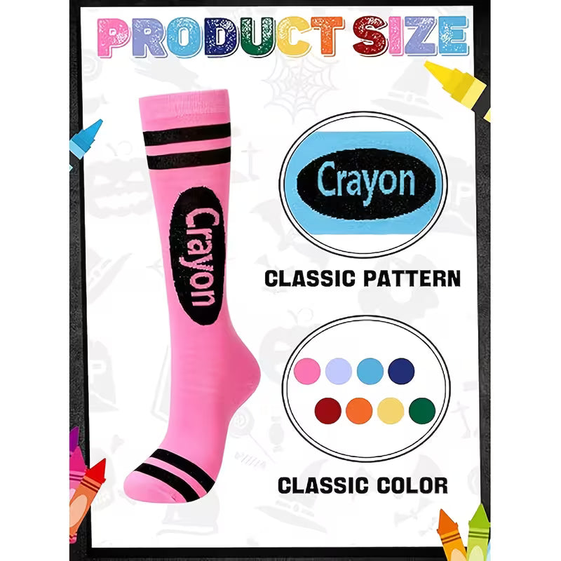 8 Pairs of Crayon-colored Striped Long Socks, Fashionable and Innovative, -friendly, Soft and Tight-fitting — view 7