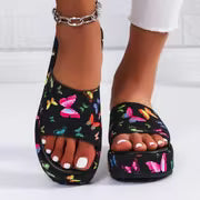 Summer Fashion New Style Thick Soled Anti-slip Flower Butterfly Pattern Women's Outdoor Casual One-strap Beach — view 2