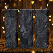 1pc 20oz Abstract Black Swirl Wave Pattern Stainless Steel Insulated Tumblers Coffee Office Travel Mug with Lid — view 1
