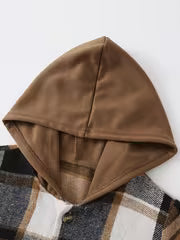 2pcs Autumn And Winter Boys' Fashion Set: Hooded Plaid Shirt + Jogger Pants, Trendy Casual Outdoor Sportswear — view 3