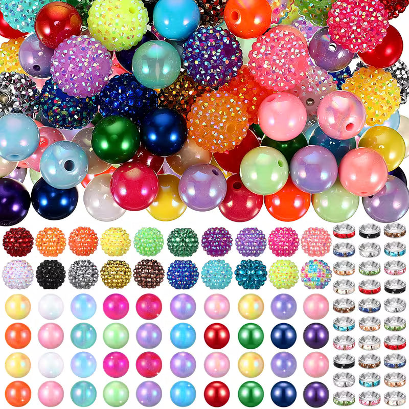The Confetti Drawer | 160pc Chunky Acrylic Bubblegum Beads for Beadable Pens, Keychains & Jewellery