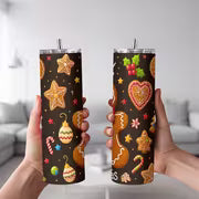 1pc 20Oz Gingerbread Man Christmas Cookie Pattern Stainless Steel Insulated Tumbler Coffee Office Travel Mug — view 2