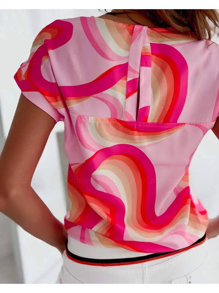 Allover Print Batwing Sleeve Top