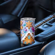 1pc 20oz Christmas Gingerbread for Man And Snow House Pattern Stainless Steel Insulated Tumblers Coffee Office — view 5