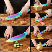 Mccook 6pcs/Set TEA37 Non-Stick Coated High Carbon Stainless Kitchen Rainbow Knife Set with Sheath, Dishwasher — view 9