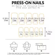 24pcs Black And White Geometric Stripe Square Press-On Nails, Minimalist Checkered Diagonal Lines Premium Glossy — view 2