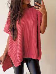 Targeted Development Women'S Solid Color Slit Loose Pullover Sweater — view 1