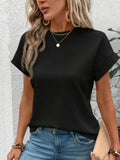 Solid Color Round Neck Polyester T-Shirt | CWTTS1499