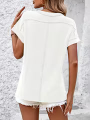 Women'S Vintage-Inspired Twist Stripe Tee - Short Sleeve, Crew Neck, Relaxed Fit, Ribbed Texture, Casual — view 3