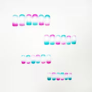 24pcs Convenient Nail Art Pink Green Contrast Vertical Brush Gradient Contrast Creative Short Square Energetic — view 3