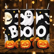 1pc 20Oz Halloween Ghost Boo Pumpkin Moon Bat Graveyard Stainless Steel Insulated Tumbler Coffee Office Travel — view 1