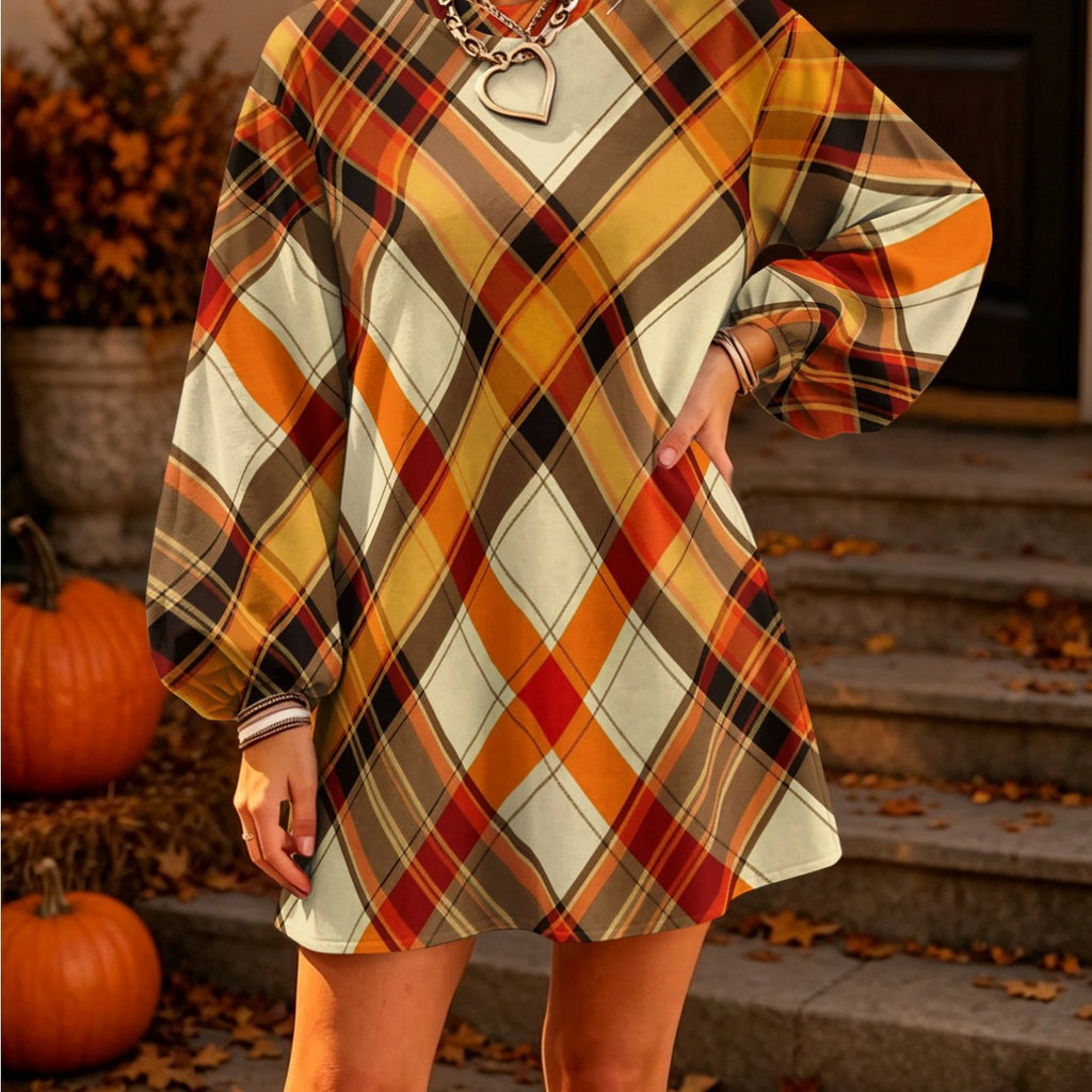 Fall Halloween Outfit Classic Autumn Tartan Plaid Print
