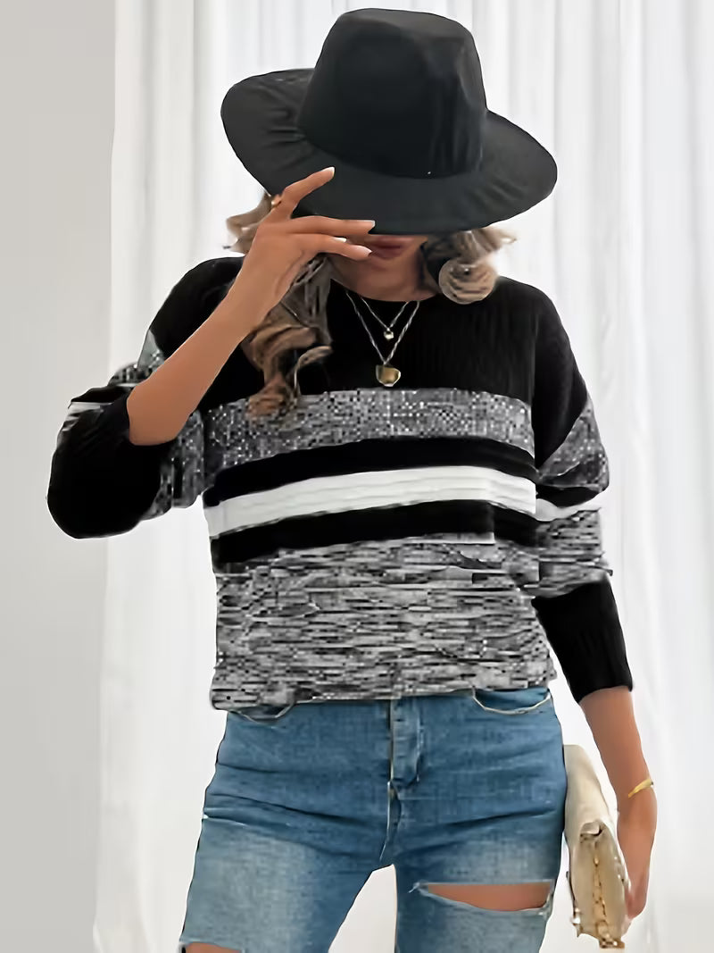 Women's Striped Mixed Pullover Sweater — view 19