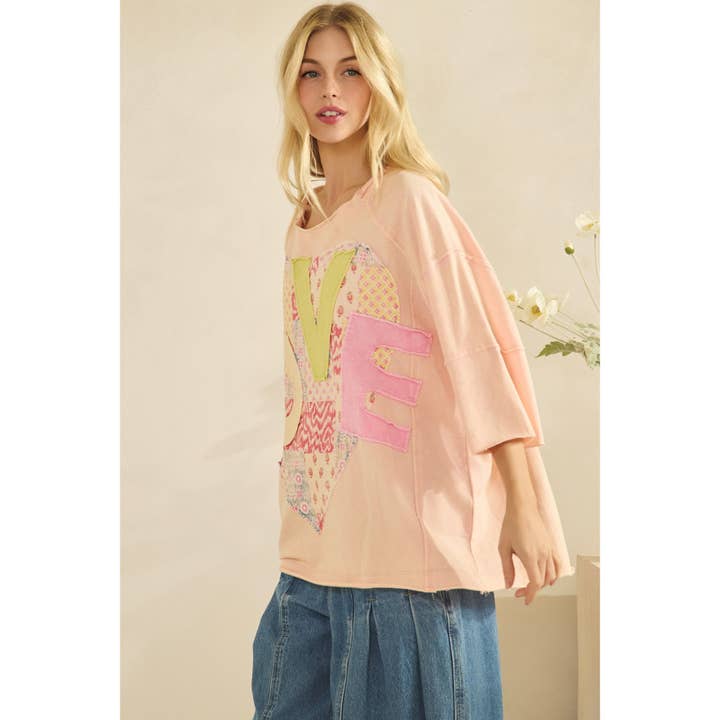 Love Heart Patchwork Tee (ST8428)