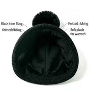2pcs/1pc Unisex Fall Winter Snowflake Rhinestone Beanie - Fuzzy Pom Beanie, Warm Cold Weather Skull Cap for Men — view 3