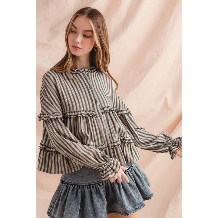 Variegated Stripe Reversible Flowy Boho Top