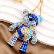 Cute Cartoon Colorful Heart Bear Alloy Necklace Inlaid with Glass, Suitable for Daily Gifting, Weddings — view 9