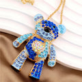 Cute Cartoon Colorful Heart Bear Alloy Necklace Inlaid with