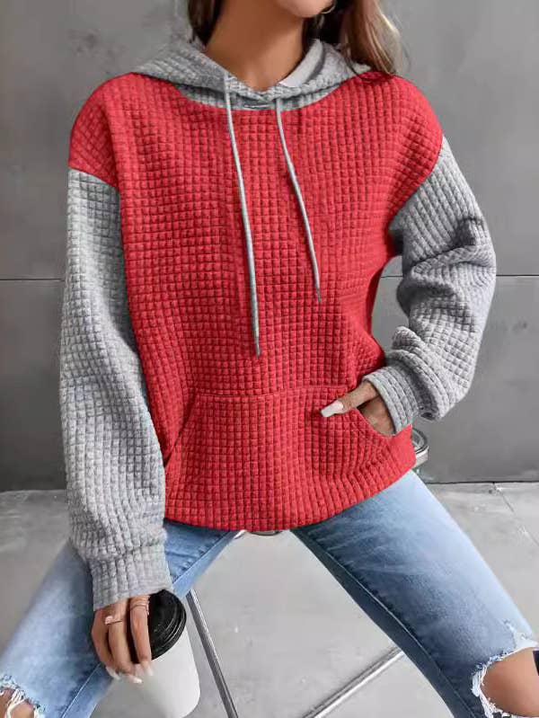 Loose Contrast Pocket Hoodie Sweatshirt