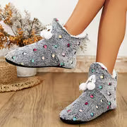 Women'S Indoor Slippers - V-Neck Colorful Polka Dot Plush Short Boots - Autumn/Winter Fleece Warm Boots — view 9
