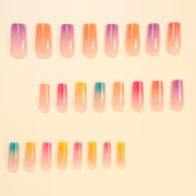 48pcs Candy Color Rainbow Gradient Long Square Press on Nails, Unique And Fashionable, Suitable for Parties — view 4