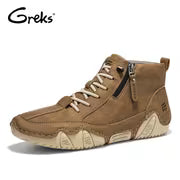 GREKS Side Zipper Lace Up Mid Top Casual Boots for Men Comfortable Anti-Slip Walking Footwear — view 15