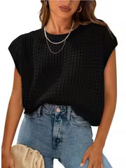 2026 Summer New Women's Crewneck Hollow Out Sweater Shrug for Daily Wear Beach Vacation Outdoor Ladies Fashion — view 7